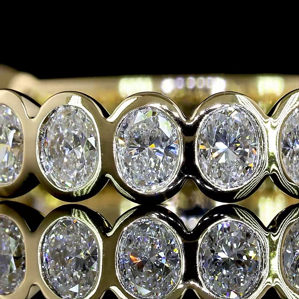 14K Yellow Gold 3/4 Eternity Band with Bezel Set Oval Lab Diamonds - 0.98 Total Carat Weight - Covaloro Fine Jewelry