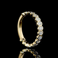 14K Yellow Gold 3/4 Eternity Band with Bezel Set Oval Lab Diamonds - 0.98 Total Carat Weight - Covaloro Fine Jewelry