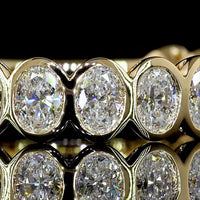 14K Yellow Gold 3/4 Eternity Band with Bezel Set Oval Lab Diamonds - 1.52 Carat Total Diamond Weight - Covaloro Fine Jewelry