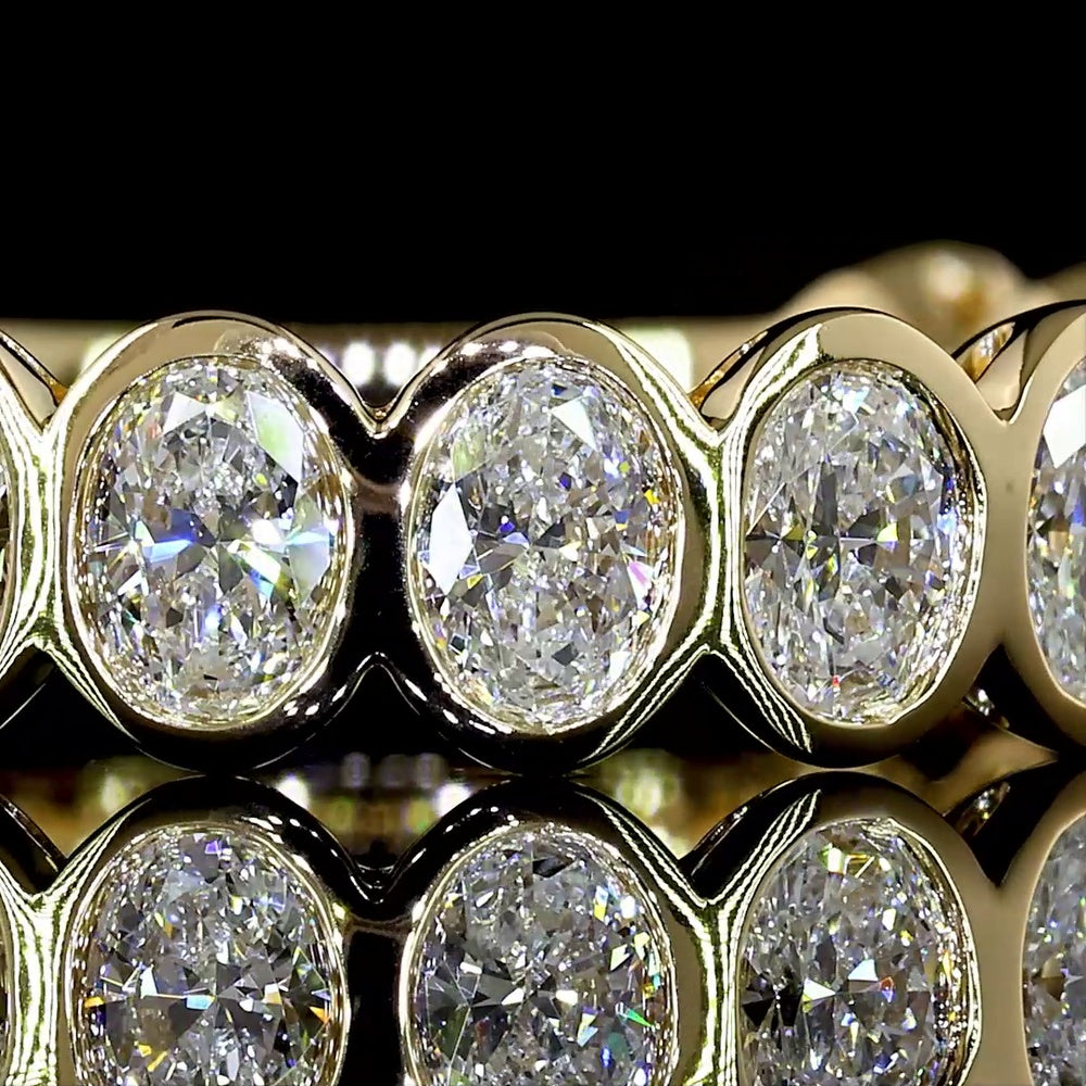 14K Yellow Gold 3/4 Eternity Band with Bezel Set Oval Lab Diamonds - 1.52 Carat Total Diamond Weight - Covaloro Fine Jewelry