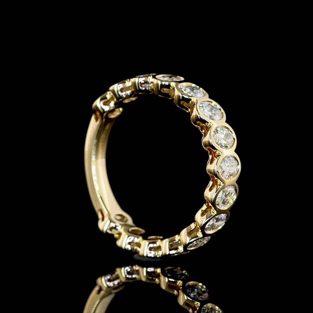 14K Yellow Gold 3/4 Eternity Band with Bezel Set Oval Lab Diamonds - 1.52 Carat Total Diamond Weight - Covaloro Fine Jewelry