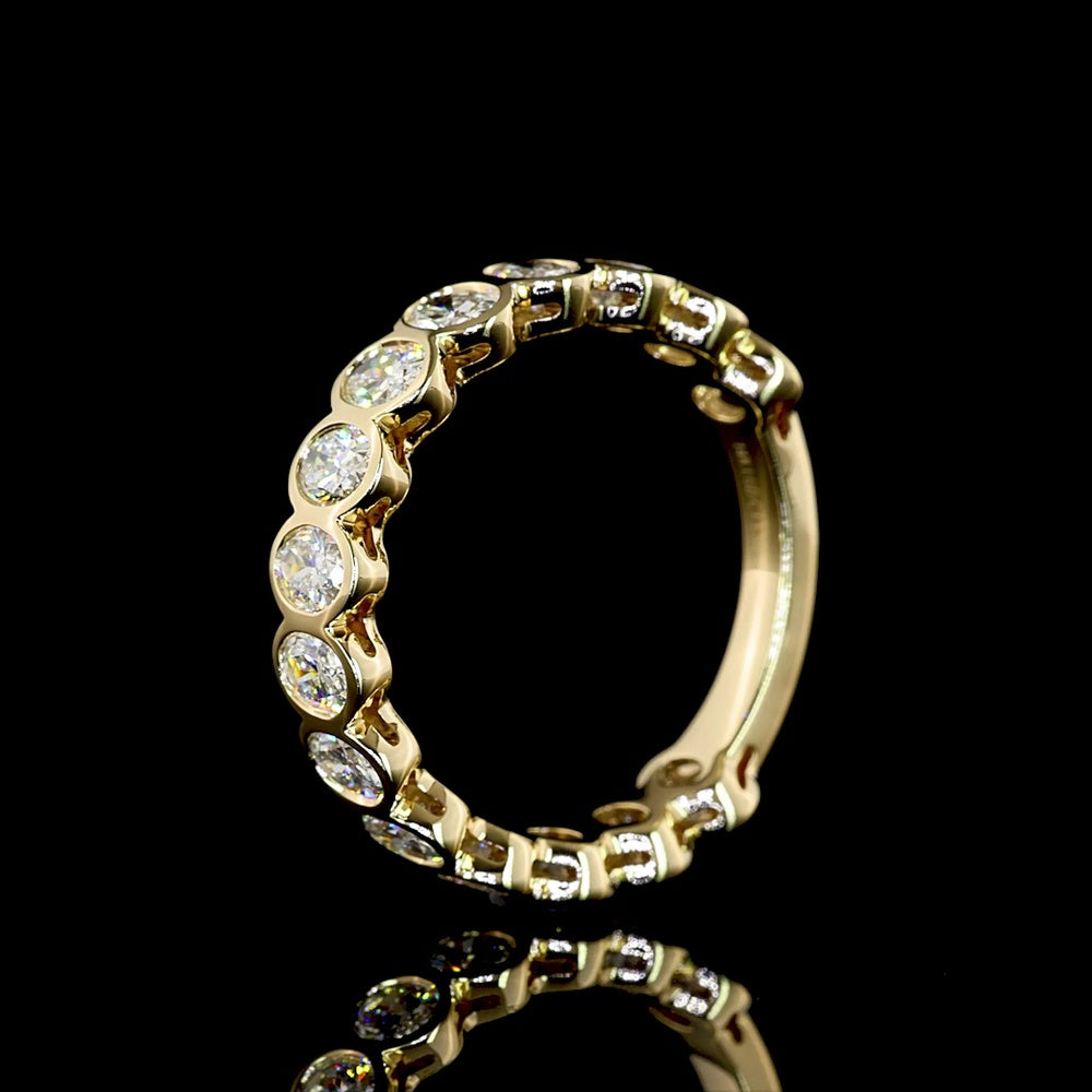 14K Yellow Gold 3/4 Eternity Band with Bezel Set Oval Lab Diamonds - 1.52 Carat Total Diamond Weight - Covaloro Fine Jewelry