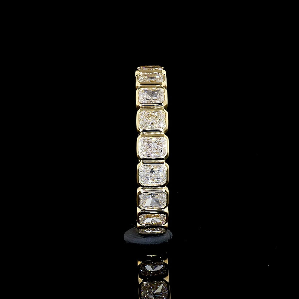 14K Yellow Gold 3/4 Eternity Band with Bezel Set Radiant Cut Lab Diamonds - 1.34 Carats Total Diamond Weight - Covaloro Fine Jewelry