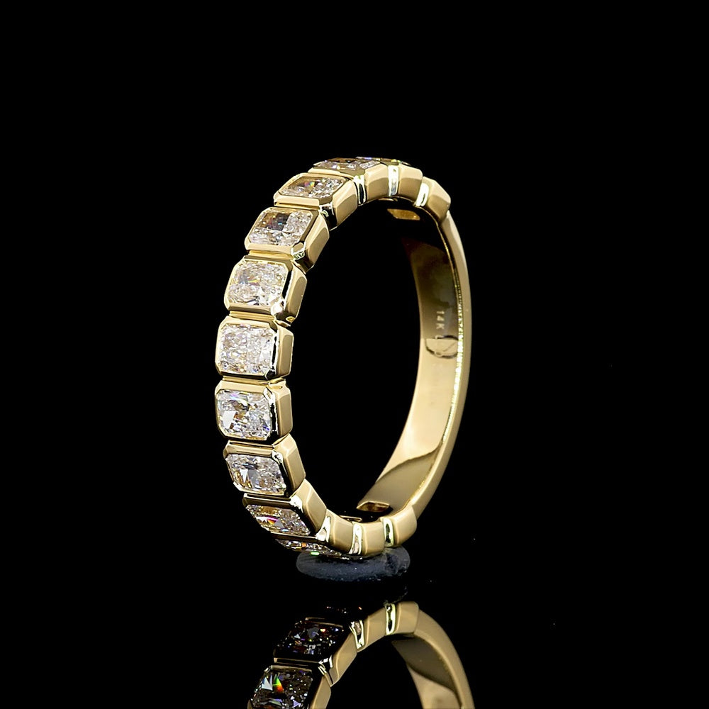 14K Yellow Gold 3/4 Eternity Band with Bezel Set Radiant Cut Lab Diamonds - 1.34 Carats Total Diamond Weight - Covaloro Fine Jewelry