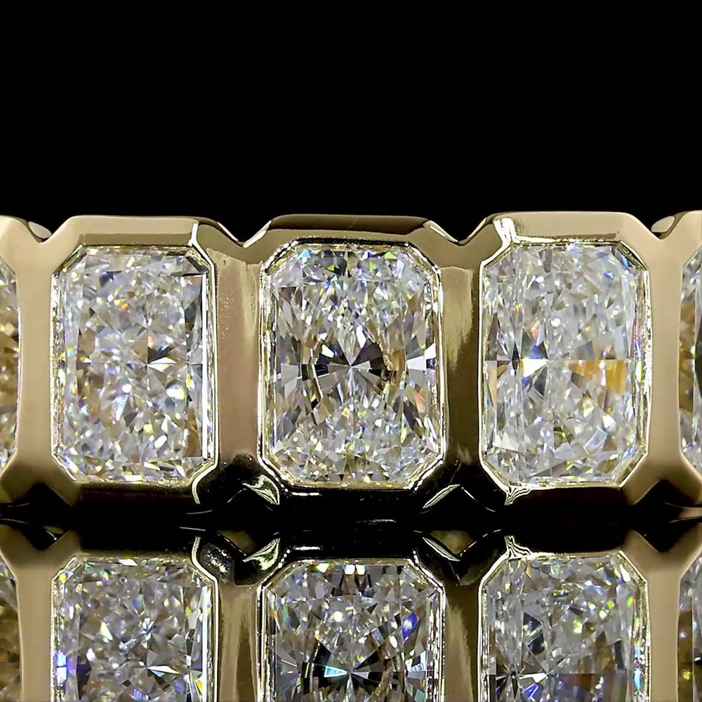 14K Yellow Gold 3/4 Eternity Band with Bezel Set Radiant Cut Lab Diamonds - 3.59 Carats Total Diamond Weight - Covaloro Fine Jewelry