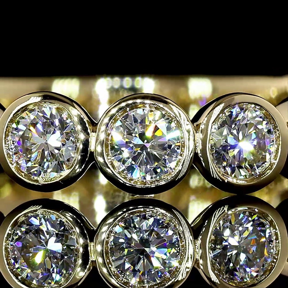 14K Yellow Gold 3/4 Eternity Band with Bezel-Set Round Brilliant Natural Diamonds - 1.06 Carat Total Diamond Weight - Covaloro Fine Jewelry