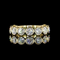 14K Yellow Gold 3/4 Eternity Band with Bezel Set Round Lab Diamonds - 1.94 Carat Total Weight, E-F Color, VS Clarity - Covaloro Fine Jewelry