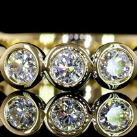 14K Yellow Gold 3/4 Eternity Band with Bezel Set Round Lab Diamonds - 2.06 Carat Total Diamond Weight - Covaloro Fine Jewelry
