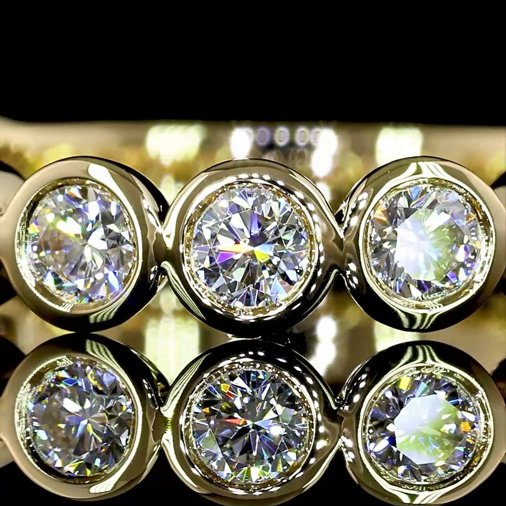 14K Yellow Gold 3/4 Eternity Band with Bezel Set Round Lab Diamonds - 2.06 Carat Total Diamond Weight - Covaloro Fine Jewelry