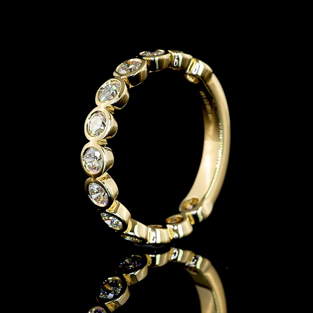 14K Yellow Gold 3/4 Eternity Band with Bezel Set Round Lab Diamonds - 2.06 Carat Total Diamond Weight - Covaloro Fine Jewelry
