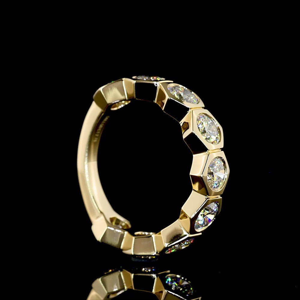 14K Yellow Gold 3/4 Eternity Band with Bezel Set Round Lab Diamonds - 2.76 Carat Total Weight, E-F Color, VS Clarity - Covaloro Fine Jewelry