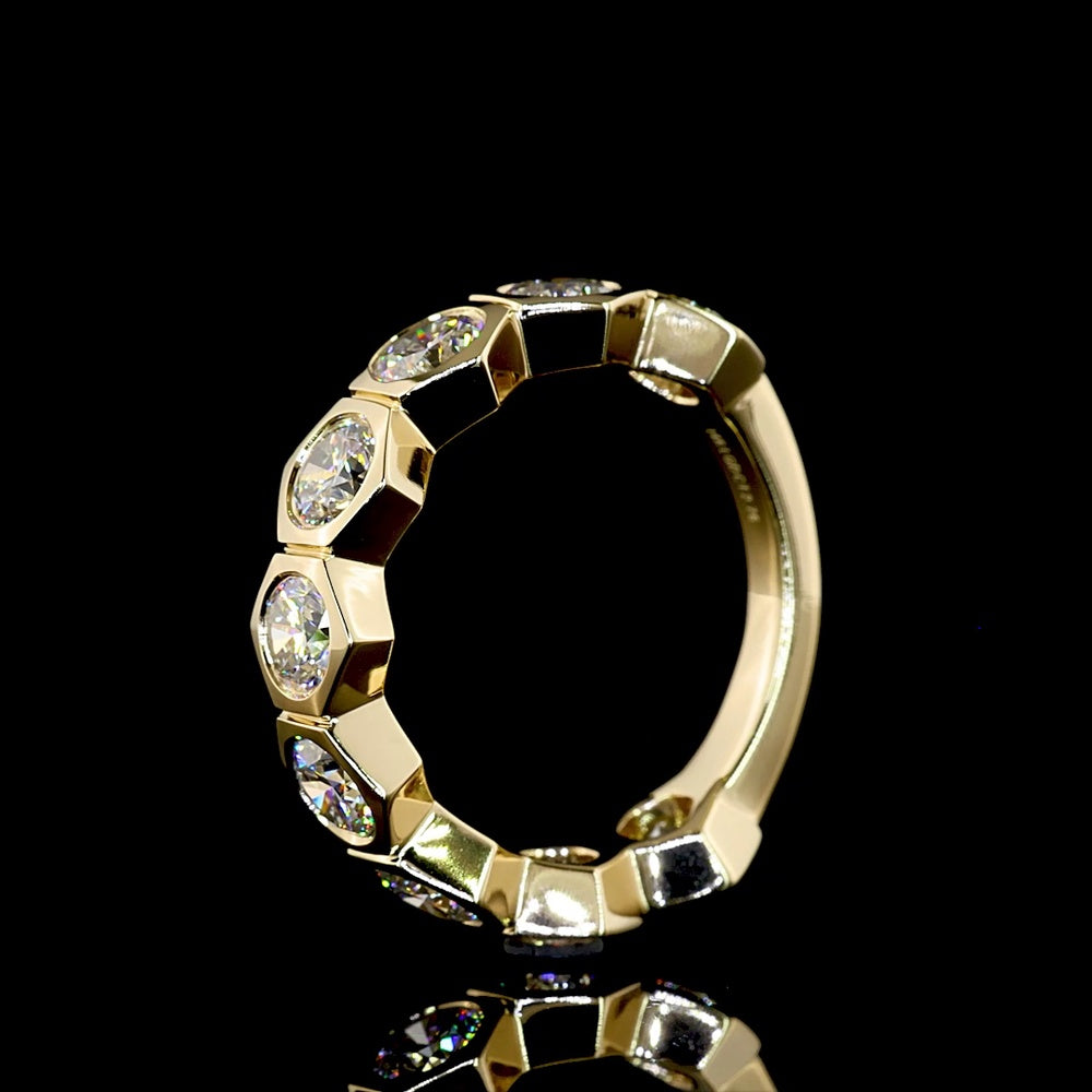 14K Yellow Gold 3/4 Eternity Band with Bezel Set Round Lab Diamonds - 2.76 Carat Total Weight, E-F Color, VS Clarity - Covaloro Fine Jewelry