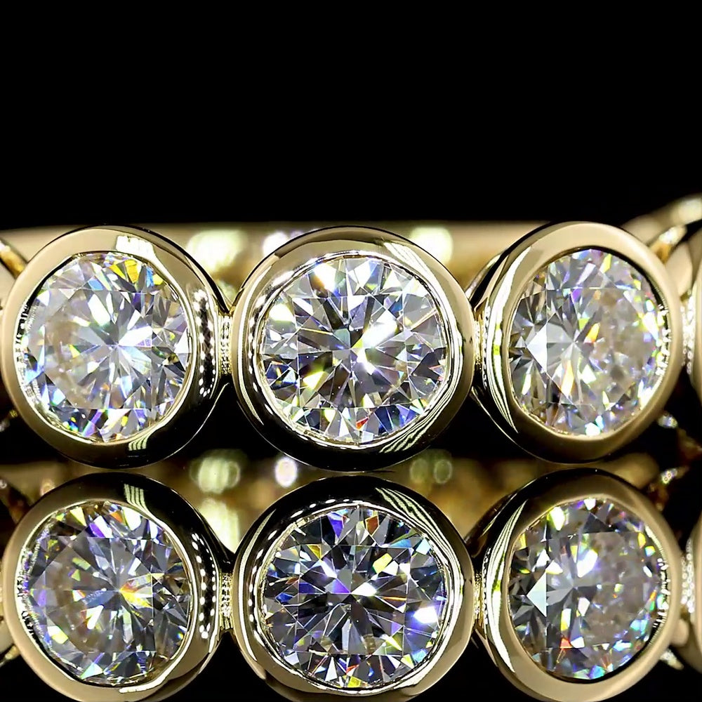 14K Yellow Gold 3/4 Eternity Band with Bezel-Set Round Lab Diamonds - 2.96 Carats Total Diamond Weight - Covaloro Fine Jewelry