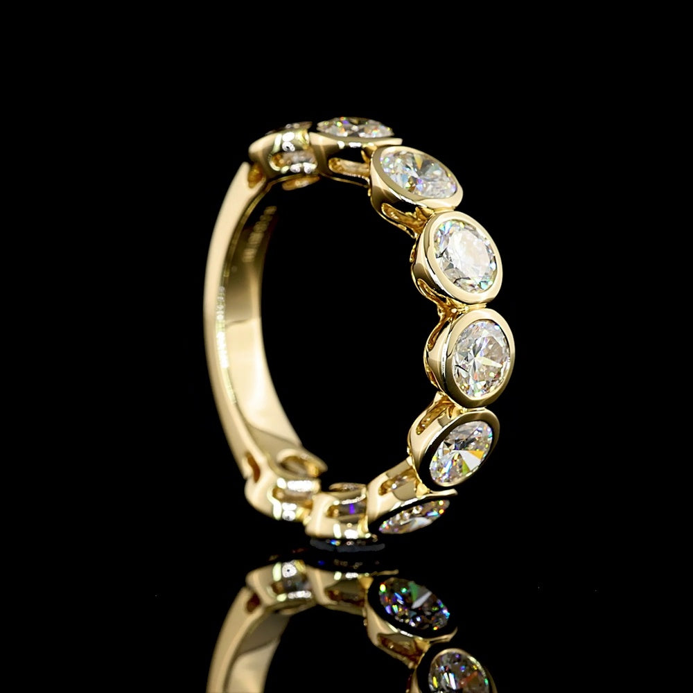 14K Yellow Gold 3/4 Eternity Band with Bezel-Set Round Lab Diamonds - 2.96 Carats Total Diamond Weight - Covaloro Fine Jewelry