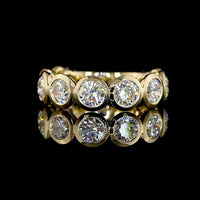 14K Yellow Gold 3/4 Eternity Band with Bezel-Set Round Lab-Grown Diamonds - 4.02 Carat Total Weight, 9 Stones, E-F Color VS Clarity - Covaloro Fine Jewelry