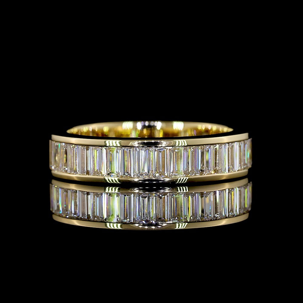 14K Yellow Gold 3/4 Eternity Band with Channel Set Baguette Cut Lab Diamonds - 1.58 Carat Total Diamond Weight - Covaloro Fine Jewelry