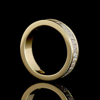 14K Yellow Gold 3/4 Eternity Band with Channel Set Baguette Cut Lab Diamonds - 1.58 Carat Total Diamond Weight - Covaloro Fine Jewelry