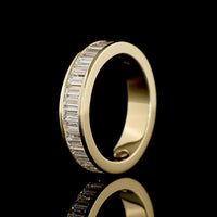 14K Yellow Gold 3/4 Eternity Band with Channel Set Baguette Cut Lab Diamonds - 1.58 Carat Total Diamond Weight - Covaloro Fine Jewelry