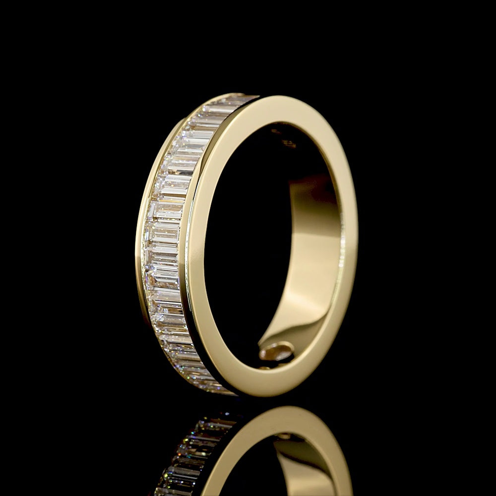 14K Yellow Gold 3/4 Eternity Band with Channel Set Baguette Cut Lab Diamonds - 1.58 Carat Total Diamond Weight - Covaloro Fine Jewelry