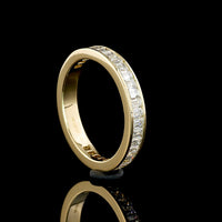 14K Yellow Gold 3/4 Eternity Band with Channel Set Emerald Cut Lab Diamonds - 1.12 Carat Total Weight, E-F Color, VS1 Clarity - Covaloro Fine Jewelry