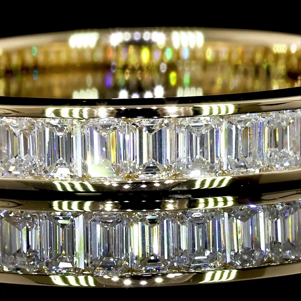 14K Yellow Gold 3/4 Eternity Band with Channel Set Emerald Cut Lab Diamonds - 1.12 Carat Total Weight, E-F Color, VS1 Clarity - Covaloro Fine Jewelry