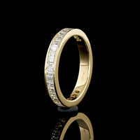 14K Yellow Gold 3/4 Eternity Band with Channel Set Emerald Cut Lab Diamonds - 1.12 Carat Total Weight, E-F Color, VS1 Clarity - Covaloro Fine Jewelry