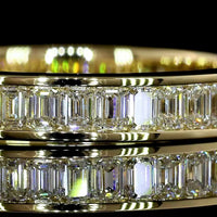 14K Yellow Gold 3/4 Eternity Band with Channel Set Emerald Cut Natural Diamonds - 1.11 Carat Total Weight - Covaloro Fine Jewelry