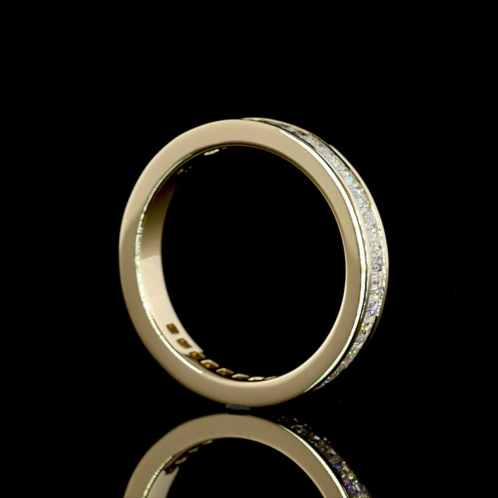 14K Yellow Gold 3/4 Eternity Band with Channel Set Emerald Cut Natural Diamonds - 1.11 Carat Total Weight - Covaloro Fine Jewelry