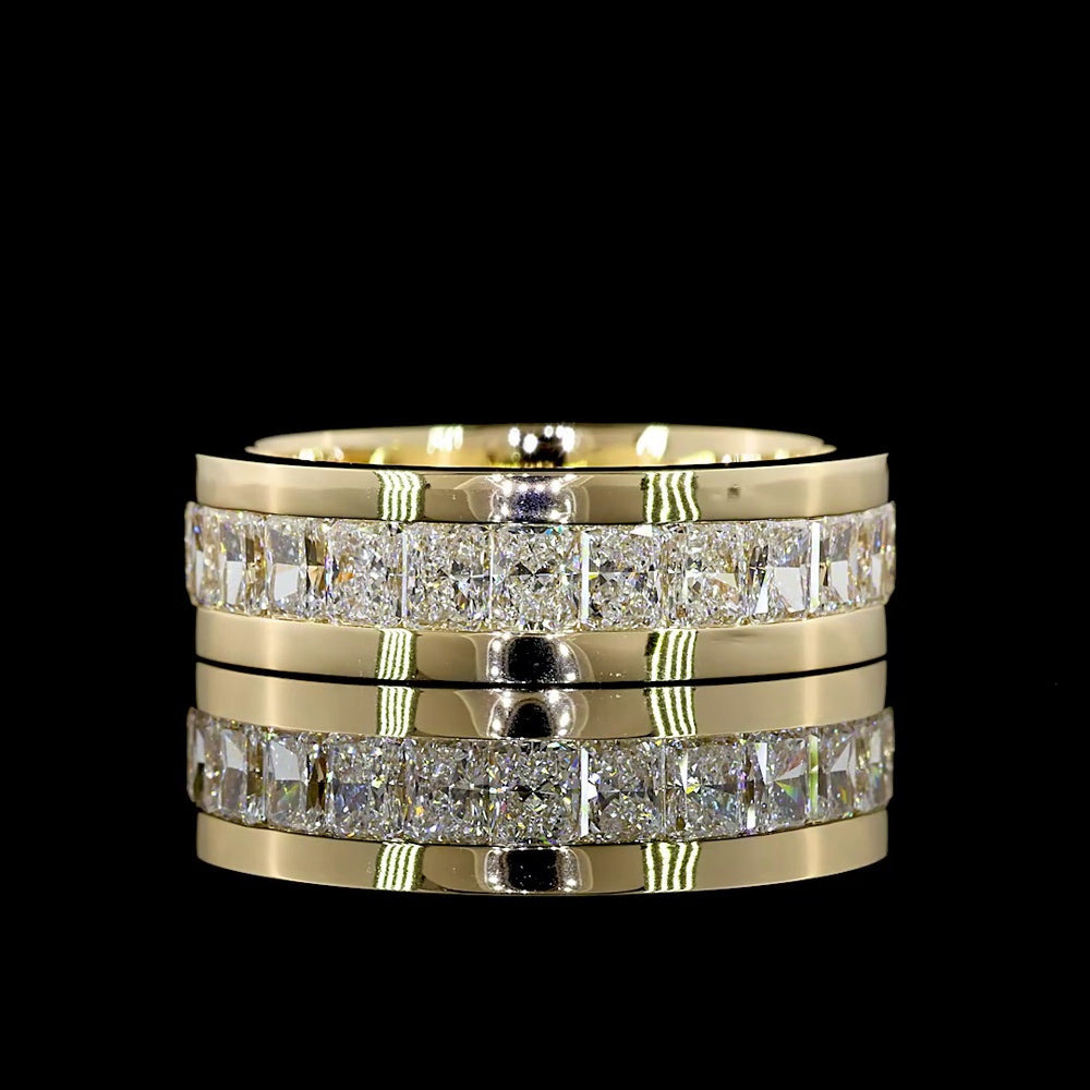 14K Yellow Gold 3/4 Eternity Band with Channel Set Radiant Cut Lab Diamonds - 3.98 Carat Total Diamond Weight - Covaloro Fine Jewelry
