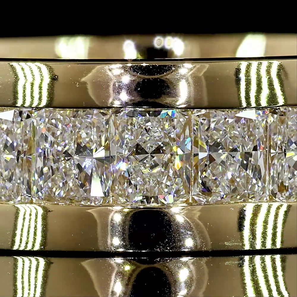 14K Yellow Gold 3/4 Eternity Band with Channel Set Radiant Cut Lab Diamonds - 3.98 Carat Total Diamond Weight - Covaloro Fine Jewelry