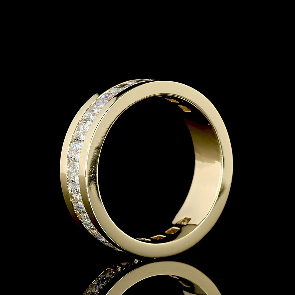 14K Yellow Gold 3/4 Eternity Band with Channel Set Radiant Cut Lab Diamonds - 3.98 Carat Total Diamond Weight - Covaloro Fine Jewelry
