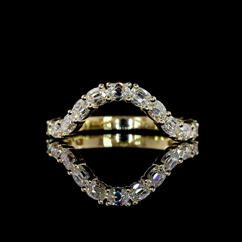 14K Yellow Gold 3/4 Eternity Band with East-West Antique Cushion Cut Lab Diamonds - 0.93 Carat Total Weight - Covaloro Fine Jewelry