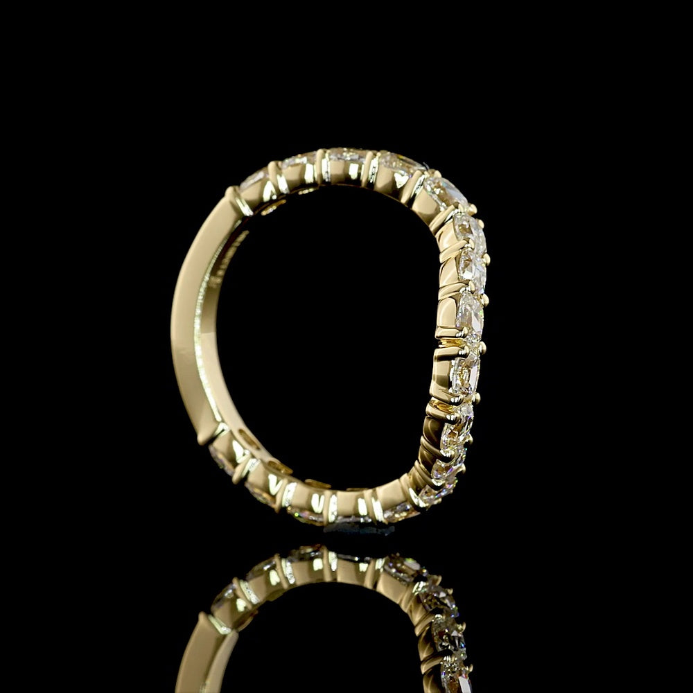 14K Yellow Gold 3/4 Eternity Band with East-West Antique Cushion Cut Lab Diamonds - 0.93 Carat Total Weight - Covaloro Fine Jewelry
