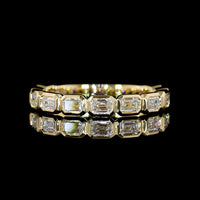 14K Yellow Gold 3/4 Eternity Band with East-West Bezel Set Emerald Cut Lab Diamonds - 1.00 Carats Total Diamond Weight - Covaloro Fine Jewelry