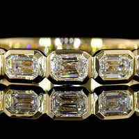14K Yellow Gold 3/4 Eternity Band with East-West Bezel Set Emerald Cut Lab Diamonds - 1.00 Carats Total Diamond Weight - Covaloro Fine Jewelry