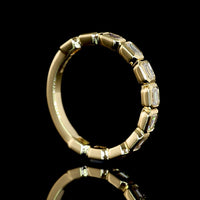 14K Yellow Gold 3/4 Eternity Band with East-West Bezel Set Emerald Cut Lab Diamonds - 1.00 Carats Total Diamond Weight - Covaloro Fine Jewelry
