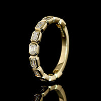 14K Yellow Gold 3/4 Eternity Band with East-West Bezel Set Emerald Cut Lab Diamonds - 1.00 Carats Total Diamond Weight - Covaloro Fine Jewelry
