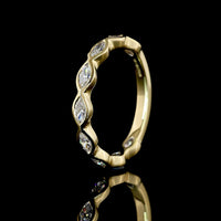 14K Yellow Gold 3/4 Eternity Band with East-West Bezel Set Marquise Cut Lab Diamonds - 0.69 Carat Total Weight - Covaloro Fine Jewelry