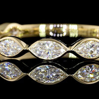 14K Yellow Gold 3/4 Eternity Band with East-West Bezel Set Marquise Cut Lab Diamonds - 0.77 Carat Total Diamond Weight - Covaloro Fine Jewelry