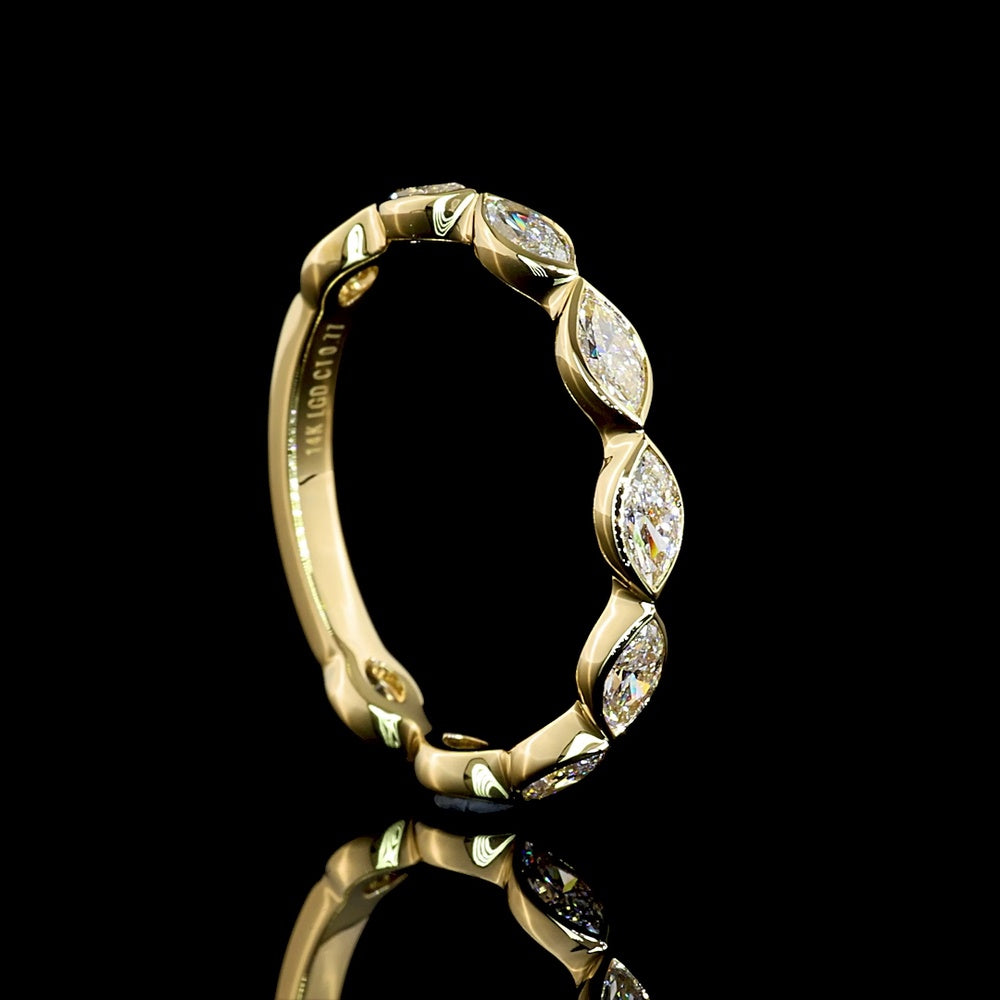 14K Yellow Gold 3/4 Eternity Band with East-West Bezel Set Marquise Cut Lab Diamonds - 0.77 Carat Total Diamond Weight - Covaloro Fine Jewelry