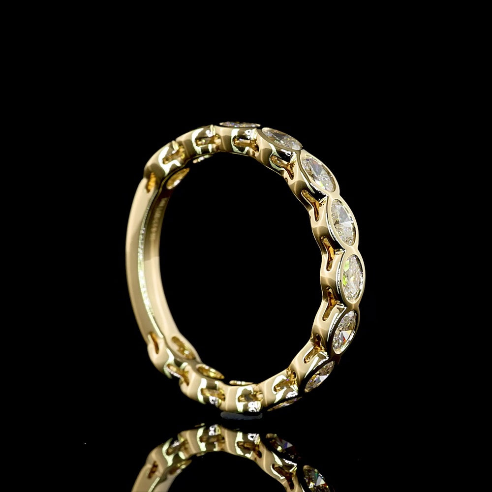 14K Yellow Gold 3/4 Eternity Band with East-West Bezel Set Oval Lab Diamonds - 0.91 Carat Total Diamond Weight - Covaloro Fine Jewelry