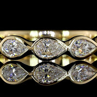 14K Yellow Gold 3/4 Eternity Band with East-West Bezel Set Pear Shape Lab Diamonds - 0.87 Carats Total Diamond Weight - Covaloro Fine Jewelry