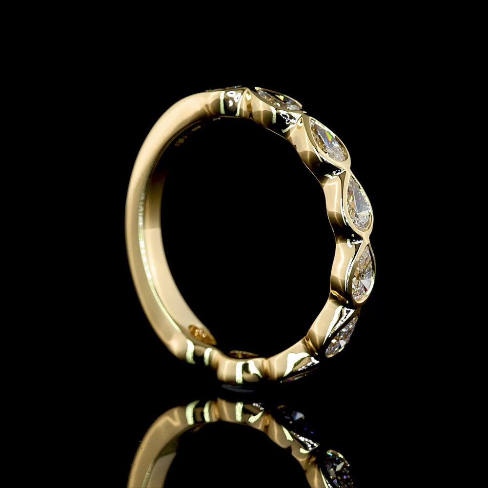 14K Yellow Gold 3/4 Eternity Band with East-West Bezel Set Pear Shape Lab Diamonds - 0.87 Carats Total Diamond Weight - Covaloro Fine Jewelry