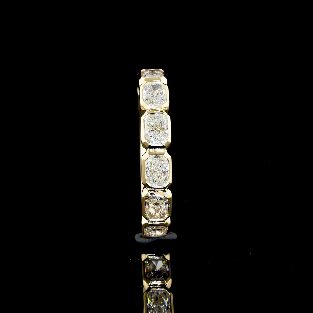 14K Yellow Gold 3/4 Eternity Band with East-West Bezel Set Radiant Cut Lab Diamonds - 1.40 Carat Total Diamond Weight - Covaloro Fine Jewelry