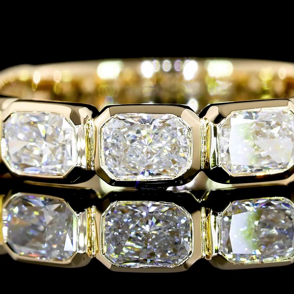 14K Yellow Gold 3/4 Eternity Band with East-West Bezel Set Radiant Cut Lab Diamonds - 1.40 Carat Total Diamond Weight - Covaloro Fine Jewelry