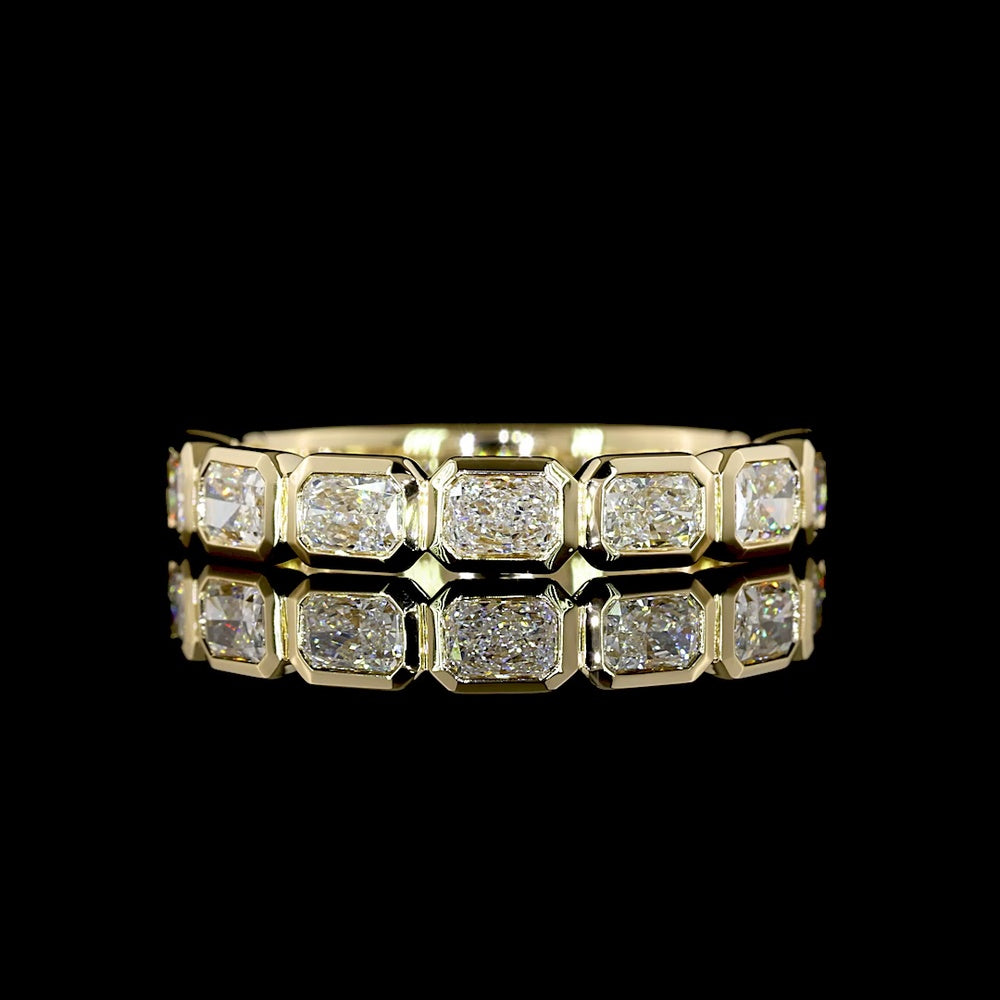 14K Yellow Gold 3/4 Eternity Band with East-West Bezel Set Radiant Cut Lab Diamonds - 1.41 Carats Total Diamond Weight - Covaloro Fine Jewelry