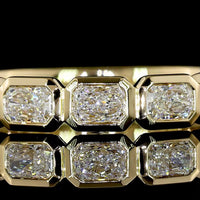 14K Yellow Gold 3/4 Eternity Band with East-West Bezel Set Radiant Cut Lab Diamonds - 1.41 Carats Total Diamond Weight - Covaloro Fine Jewelry