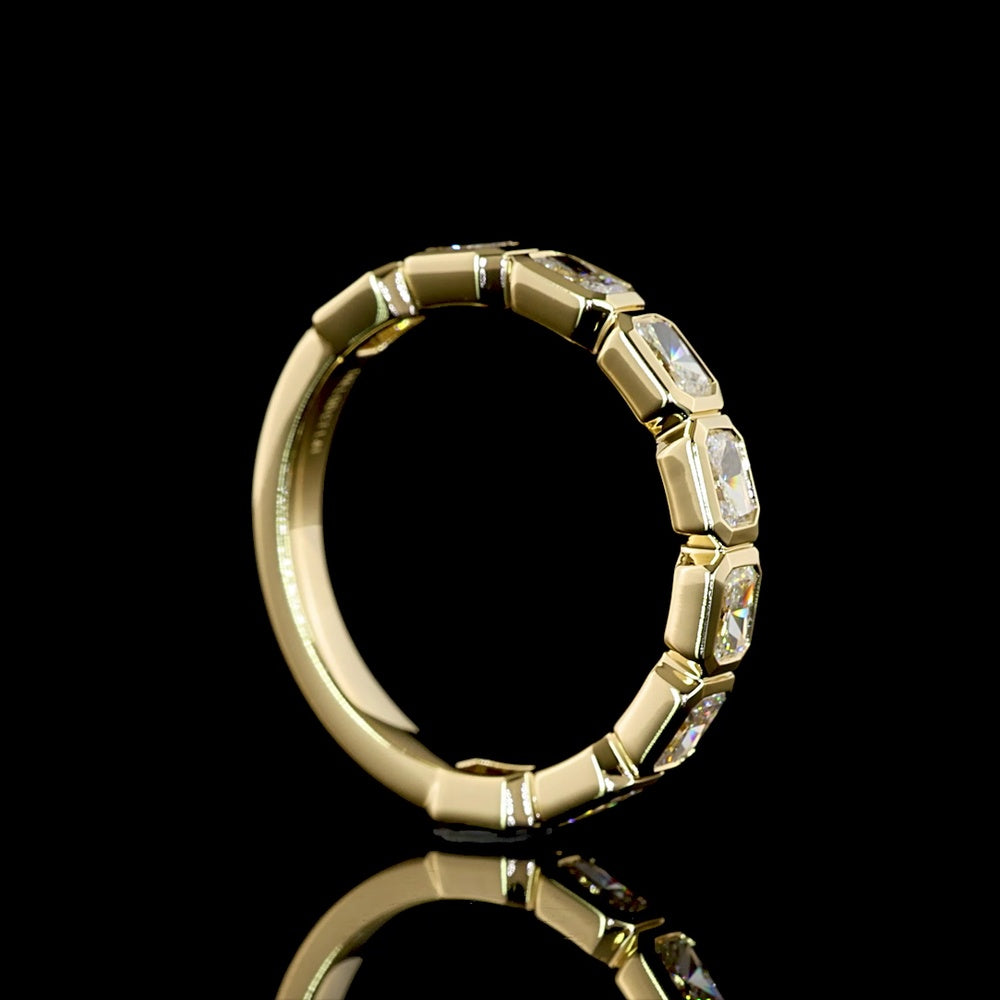 14K Yellow Gold 3/4 Eternity Band with East-West Bezel Set Radiant Cut Lab Diamonds - 1.41 Carats Total Diamond Weight - Covaloro Fine Jewelry