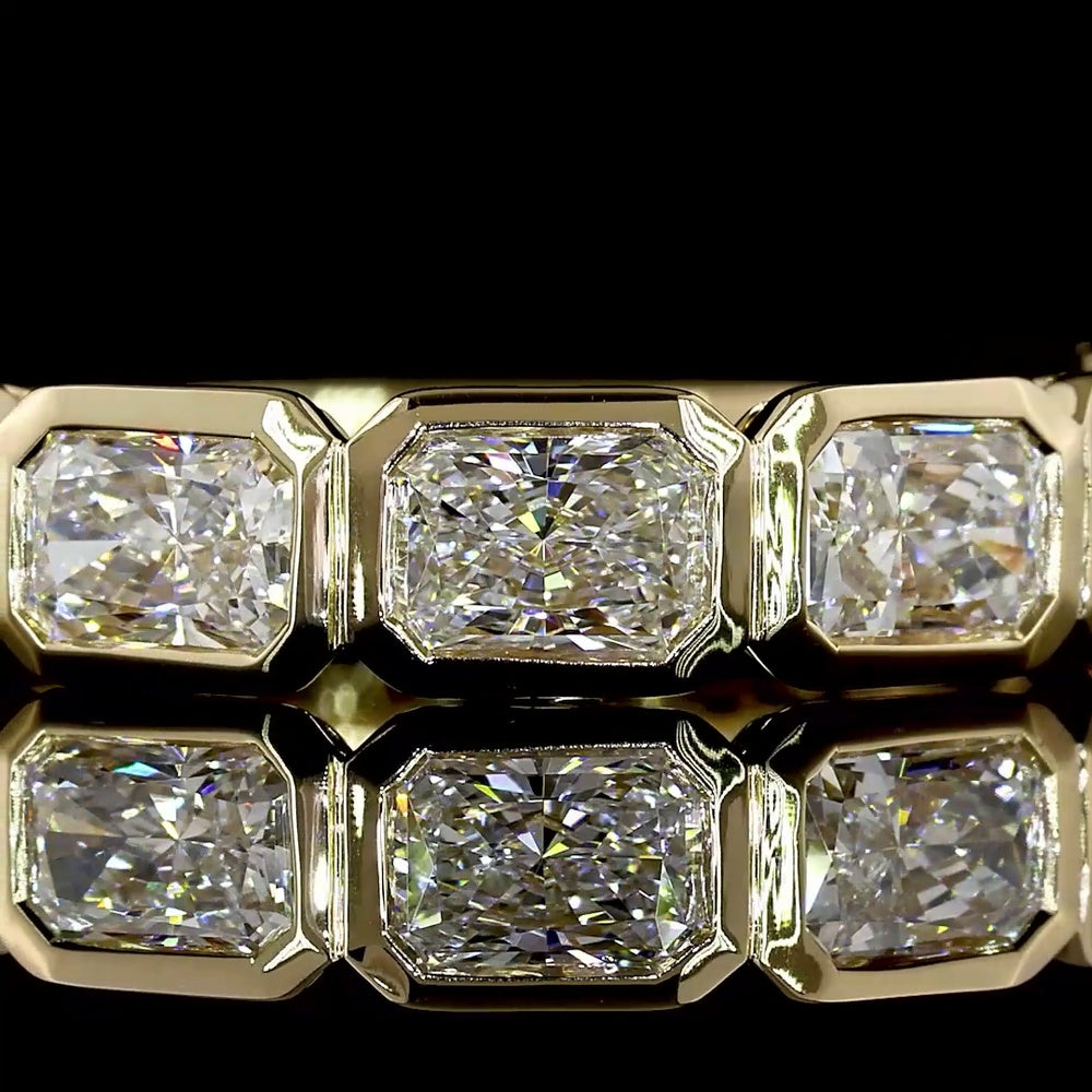 14K Yellow Gold 3/4 Eternity Band with East-West Bezel Set Radiant Cut Lab Diamonds - 2.27 Carat Total Weight - Covaloro Fine Jewelry
