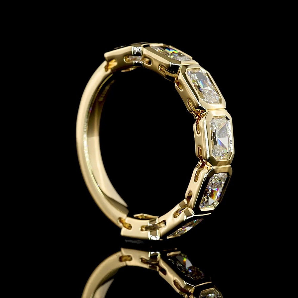 14K Yellow Gold 3/4 Eternity Band with East-West Bezel Set Radiant Cut Lab Diamonds - 2.27 Carat Total Weight - Covaloro Fine Jewelry